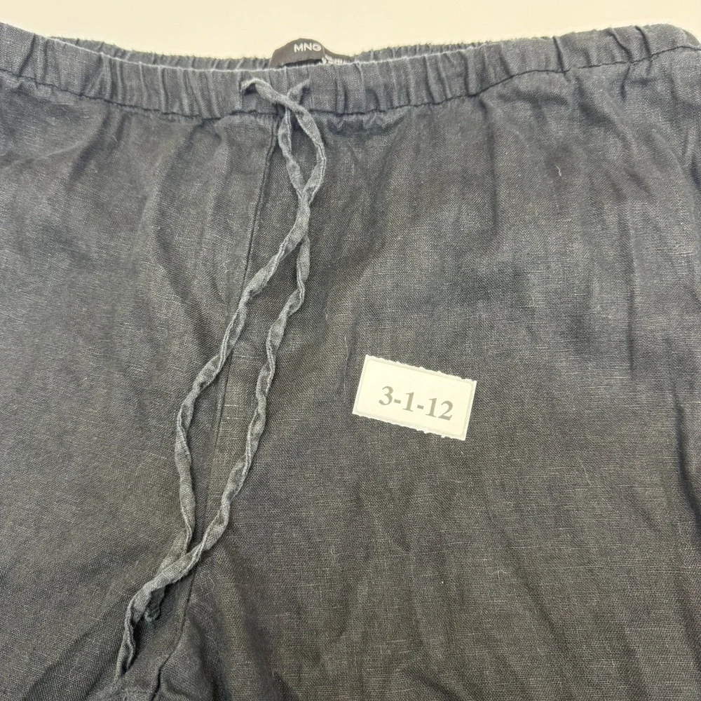 MNG Mango Pants Womens XXL Black Linen‎ Straight Leg Coastal Grandma Boho